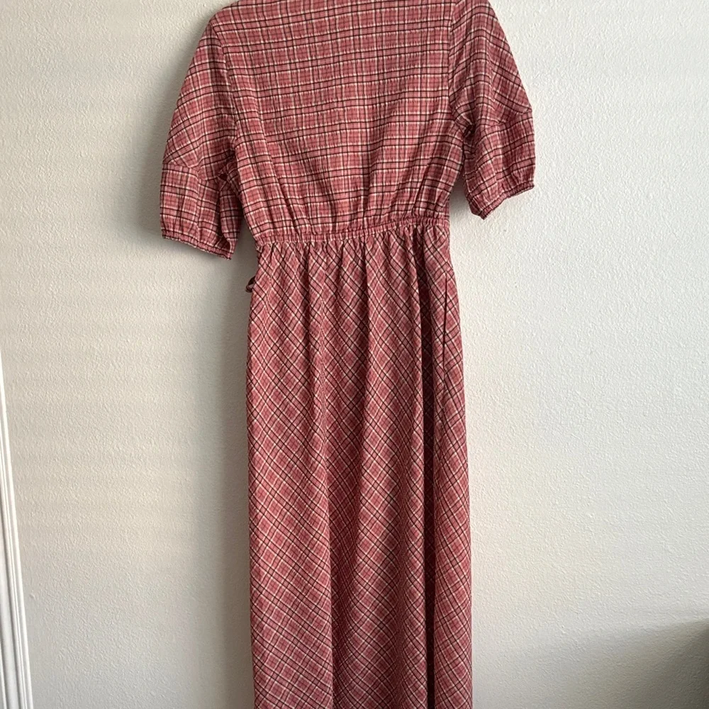 Plaid V-Neck Faux Wrap Maxi Dress - Picture 3 of 4